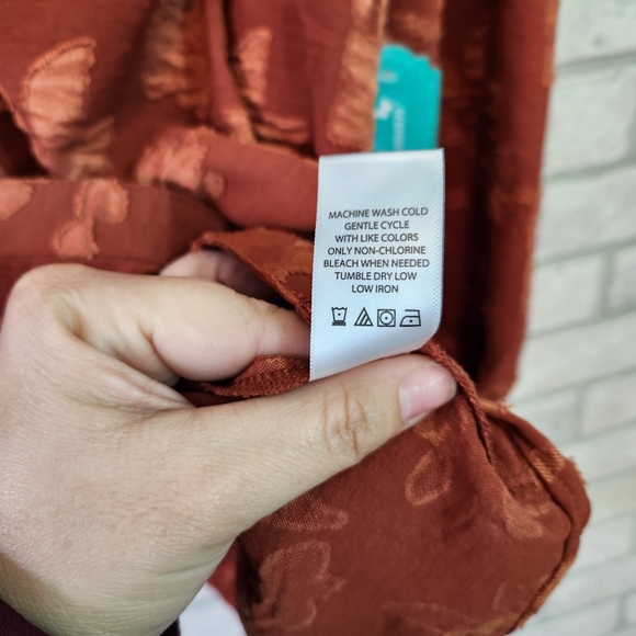 PIONEER WOMEN  Womens Orange Floral Stitch Shirt Tunic NWT XXL - Picture 5 of 15